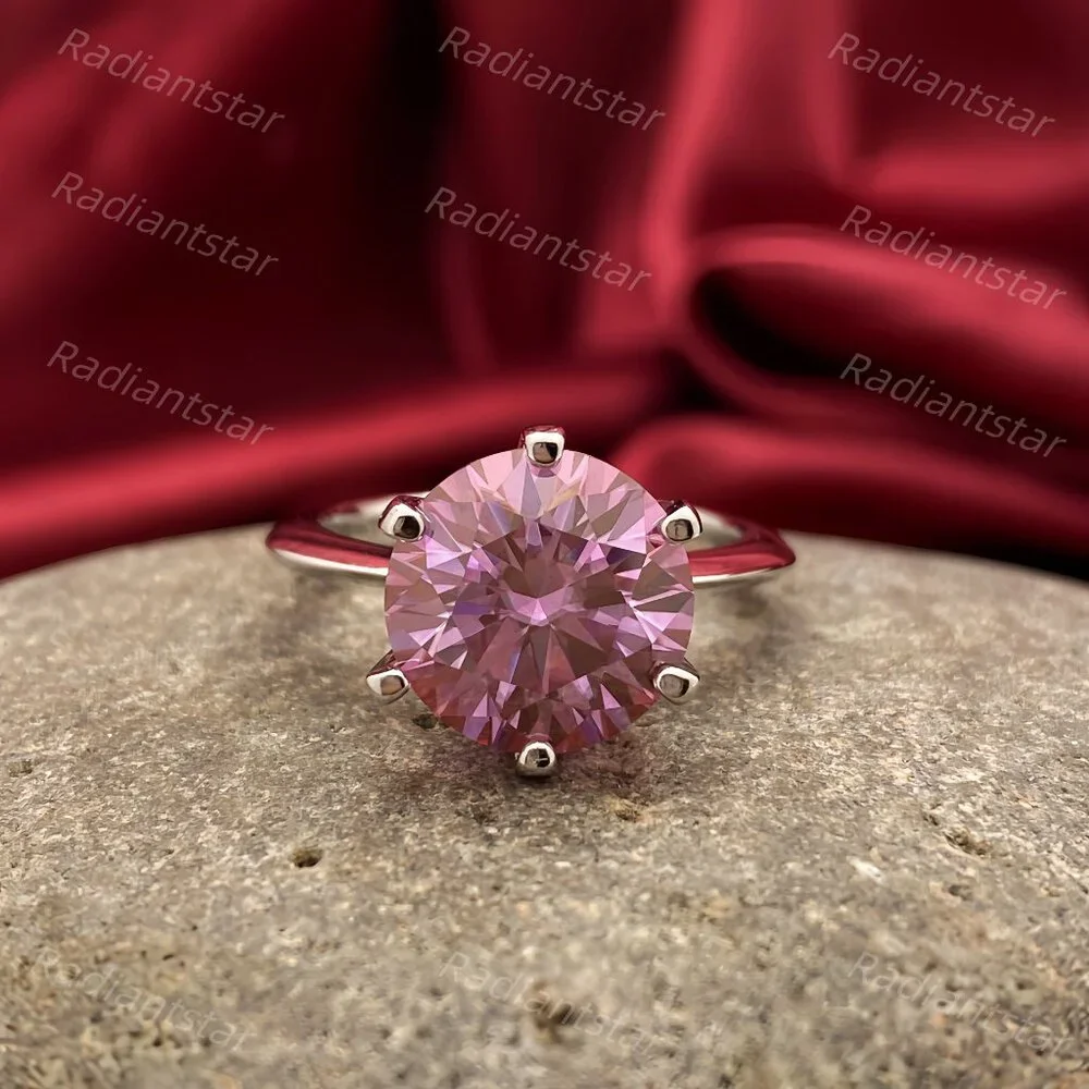 NEW Certified 5 ct. t.w. Pink Moissanite Solitaire 6 Prong Ring